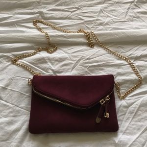 Francesca’s burgundy clutch purse